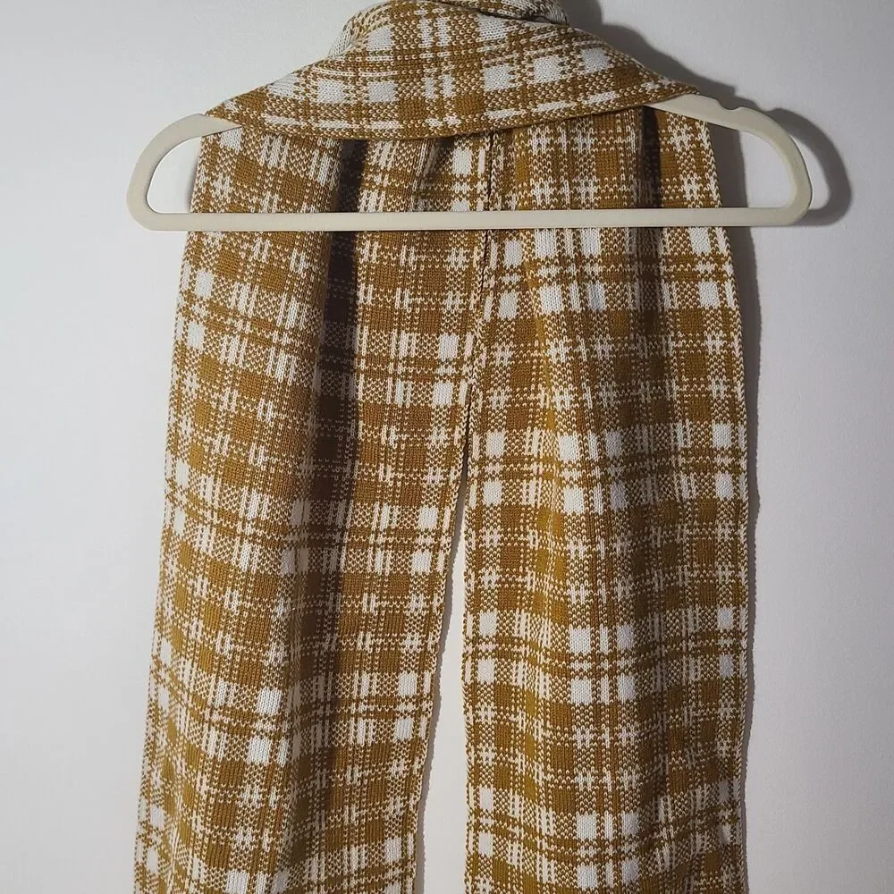 Timberland Retro Plaid Scarf Brown Ivory Ribbed Edge Comfy Warm Soft New Nwt $60